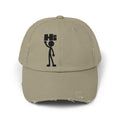 Distressed Hat with Stick Figure 'Hi' Design — Casual Vintage Baseball Cap